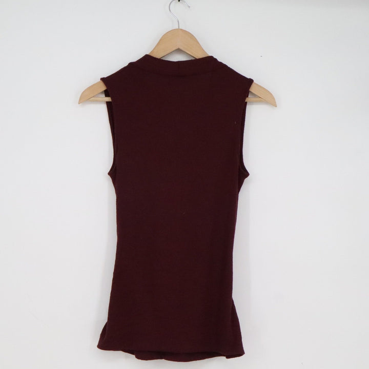 41 Hawthorn Womens Burgundy Surplice Wrap Sleeveless Ruched Knit Top Size S