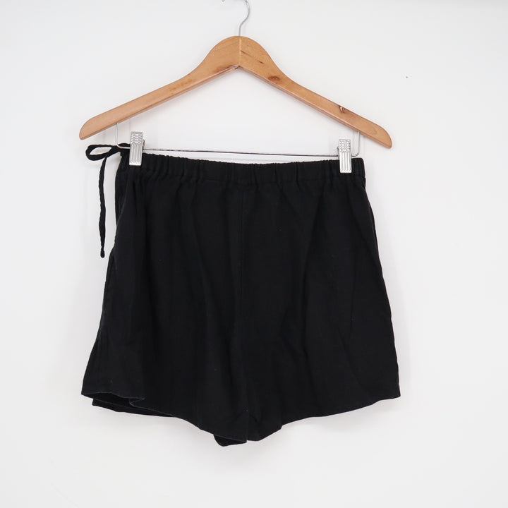 Old Navy Black Linen Blend Wrap Skort Shorts Side Tie Small