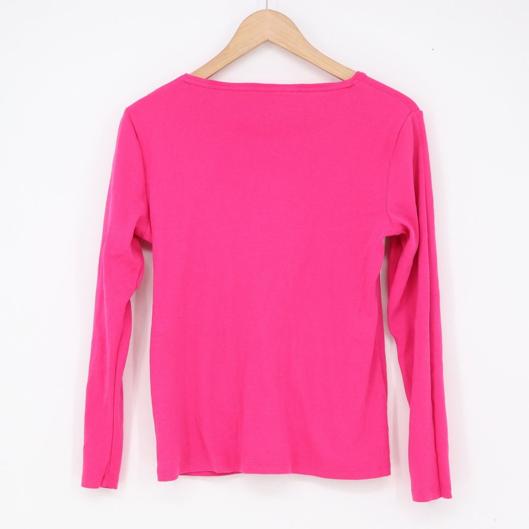 Talbots T-Shirt Women's M Pink Long Sleeve Crew Neck Excellent