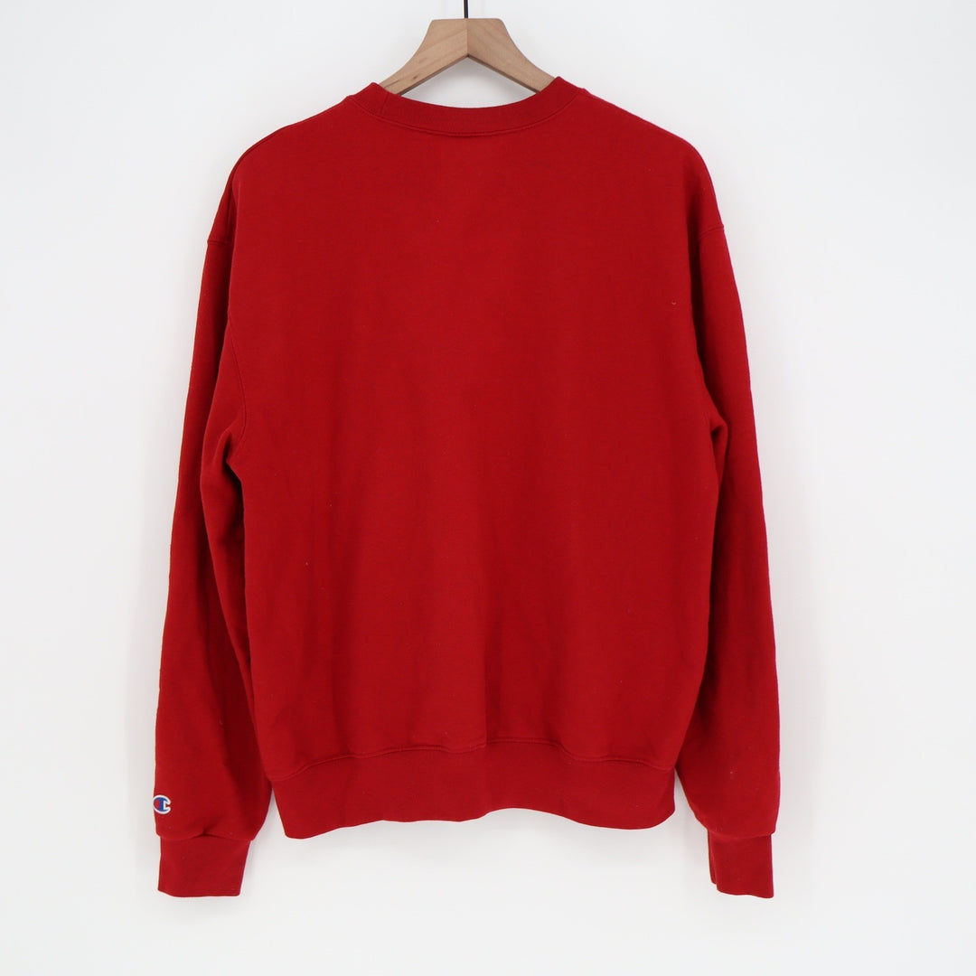 Champion Eco Authentic Mens Large Red Crewneck Sweatshirt Embroidered Logo