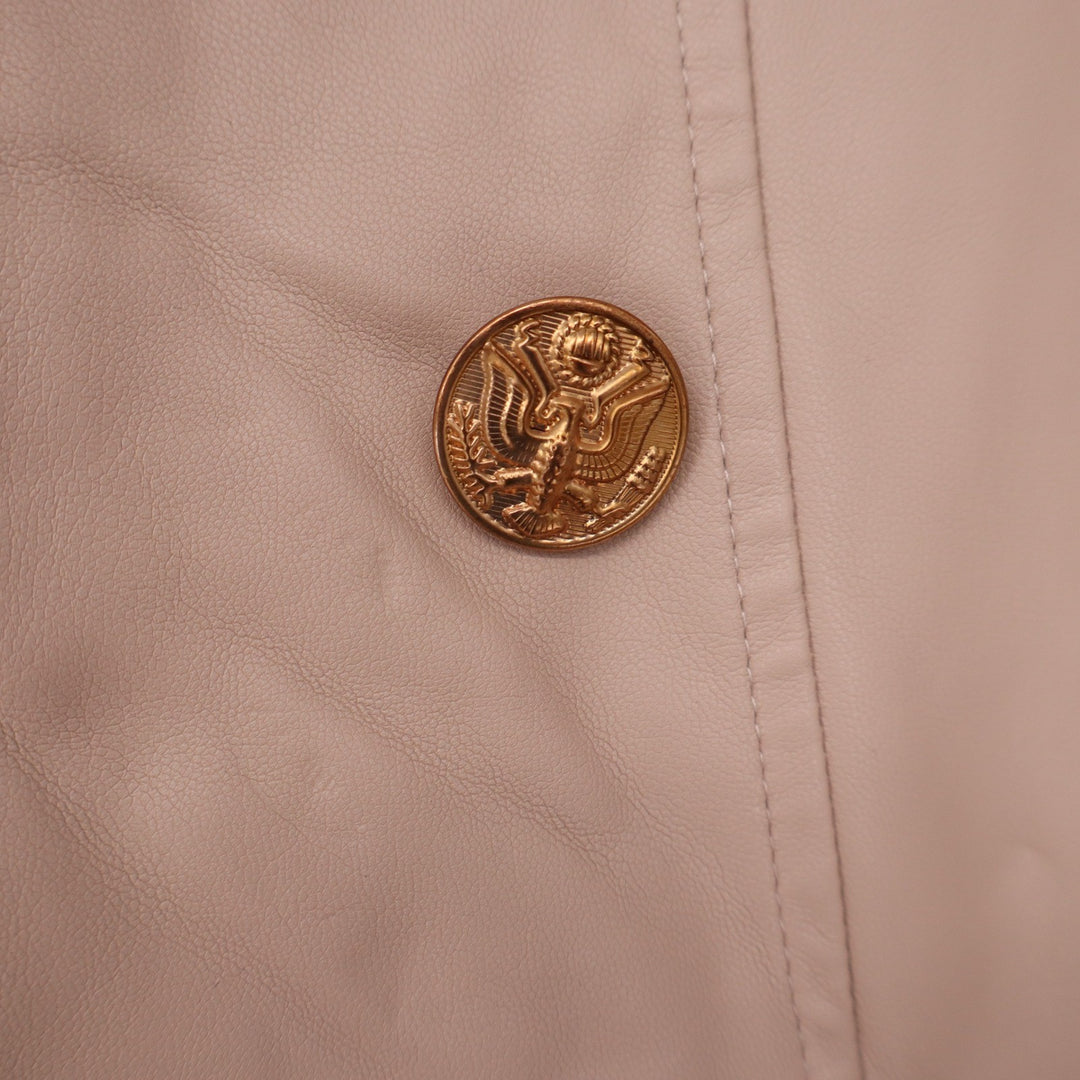 Forever 21 Skirt Womens M Pencil Beige Faux Leather Gold Button Good