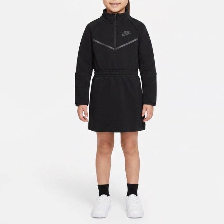Nike Girls Black Tech Fleece Quarter Zip Dress XS 3-4 Years