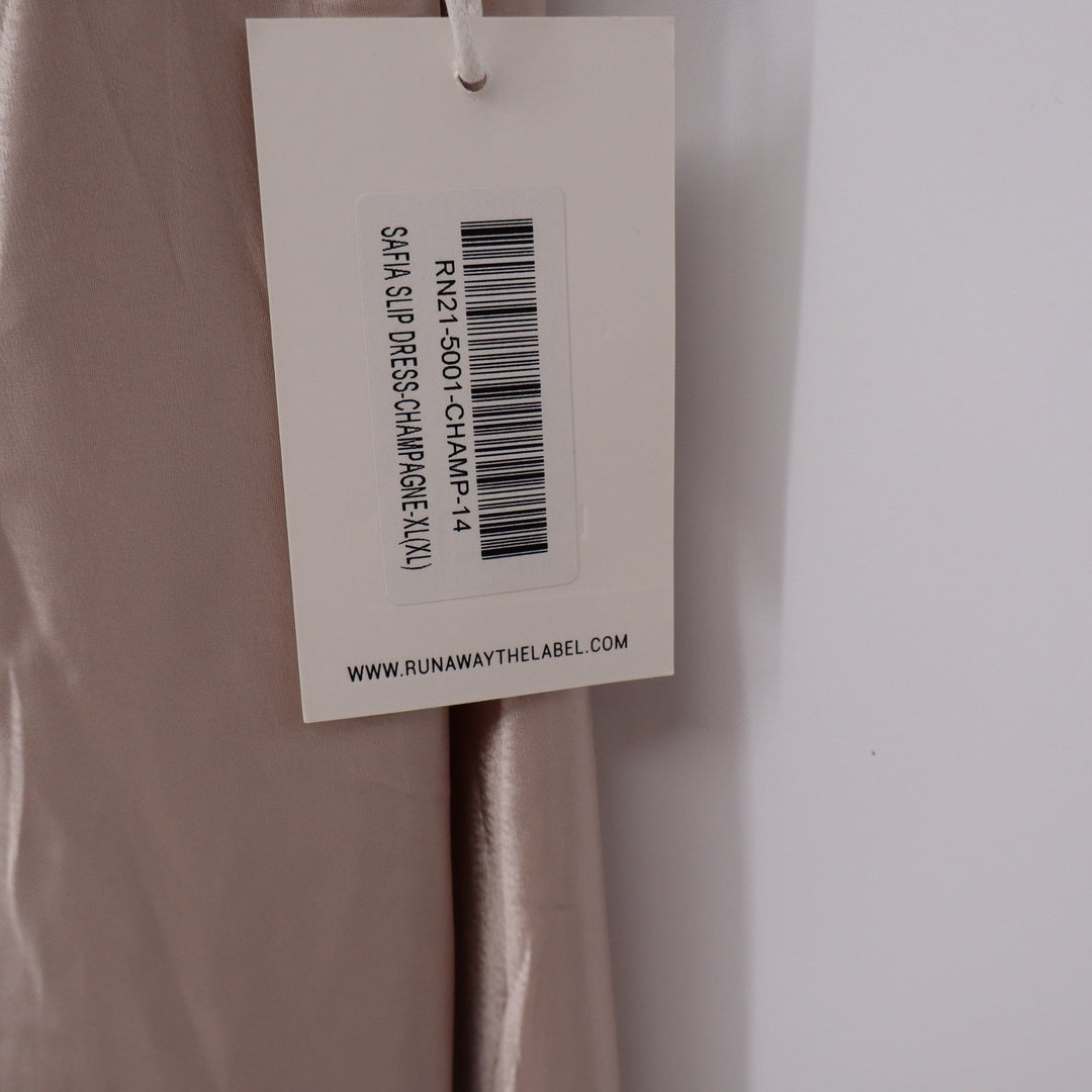 Izi Angus x Runaway Safia Slip Dress Champagne Satin Maxi XL