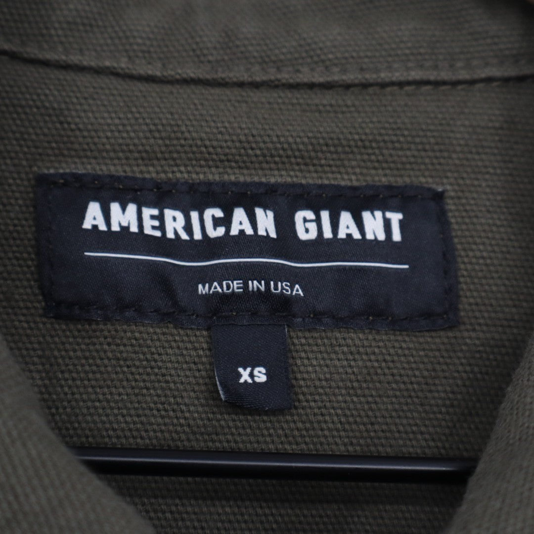 American Giant Workwear Jacket Mens XS Olive Green Cotton Stretch Spread Collar