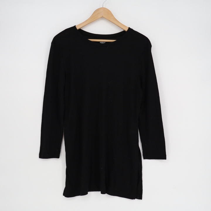 Old Navy Tunic T-Shirt Womens Medium Black Knit Round Neck Long Sleeve Pullover
