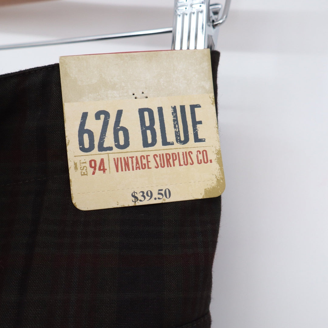 626 Blue Cargo Shorts Mens 46 Vintage Surplus Dark Plaid Cotton New
