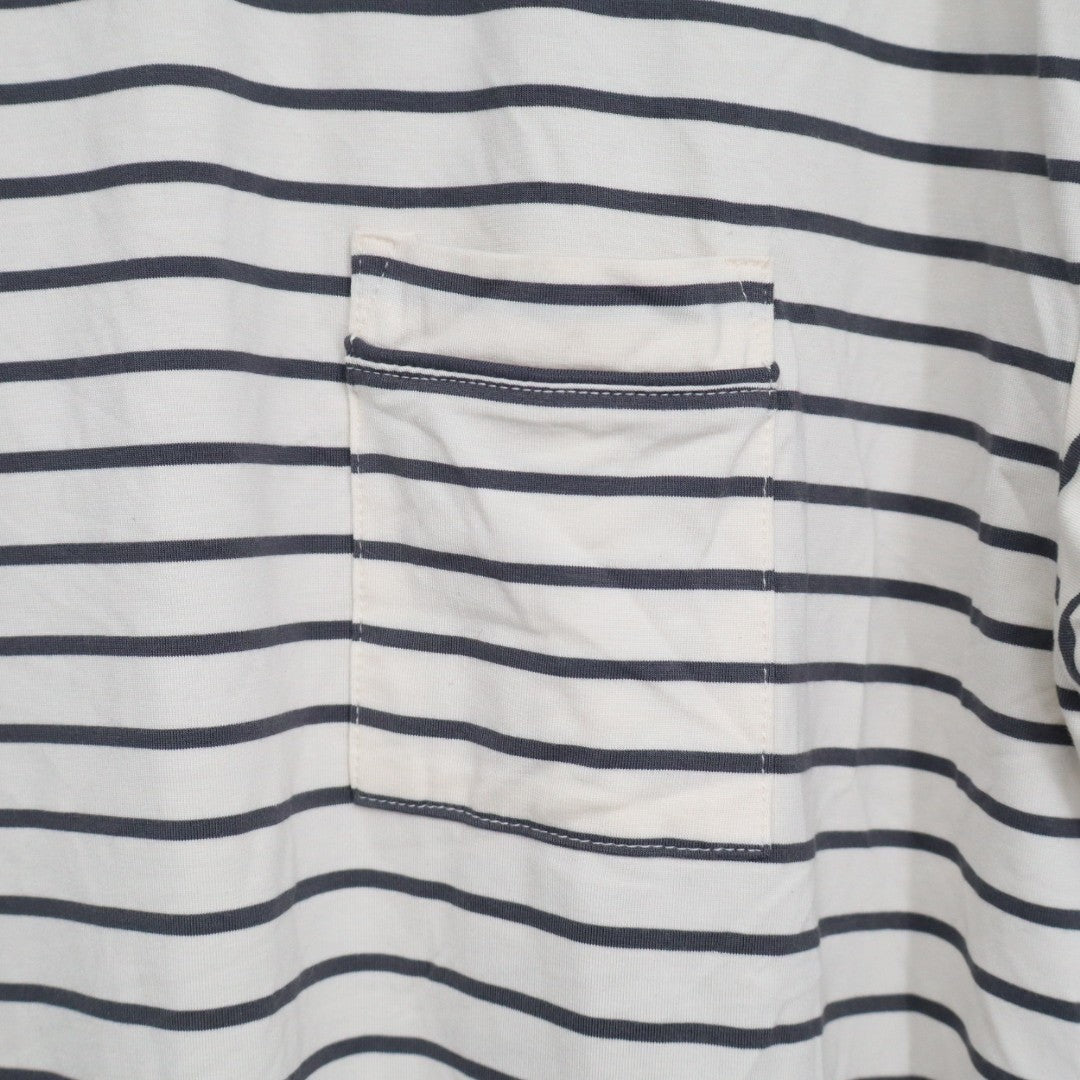 State Of Day Intimates Pajamas Top Womens Large White Stretch Striped Fluid Knit