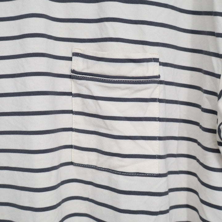 State Of Day Intimates Pajamas Top Womens Large White Stretch Striped Fluid Knit