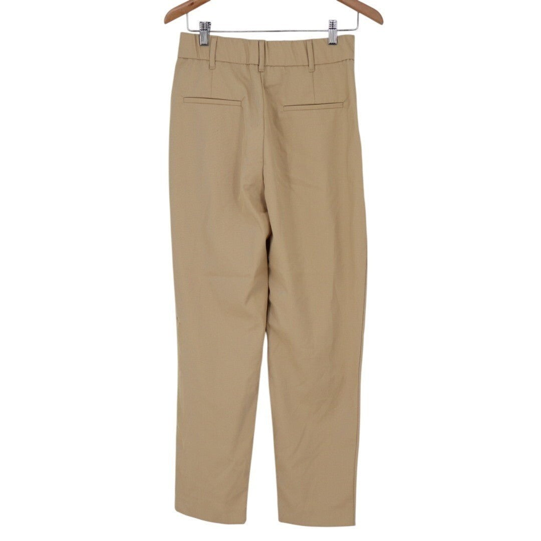 Zara Trouser Pants Womens Medium Brown Viscose Stretch Pleated Business Career
