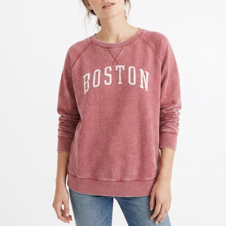 Blue84 Sweatshirt Womens XL Pink Cotton Bosten Fleece Crew Neck Raglan Sleeve