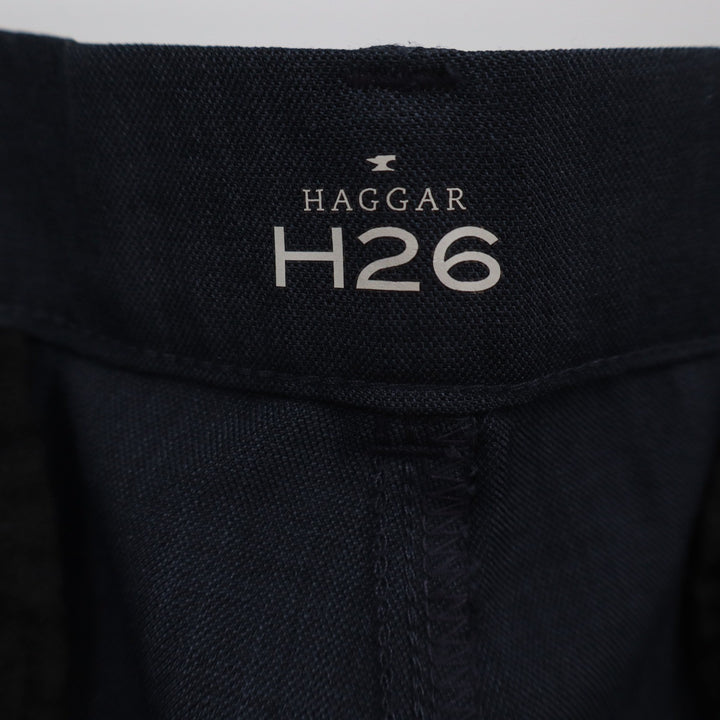 Haggar H26 Mens Dress Pants 36x32 Navy Blue Flat Front Straight Leg Trousers