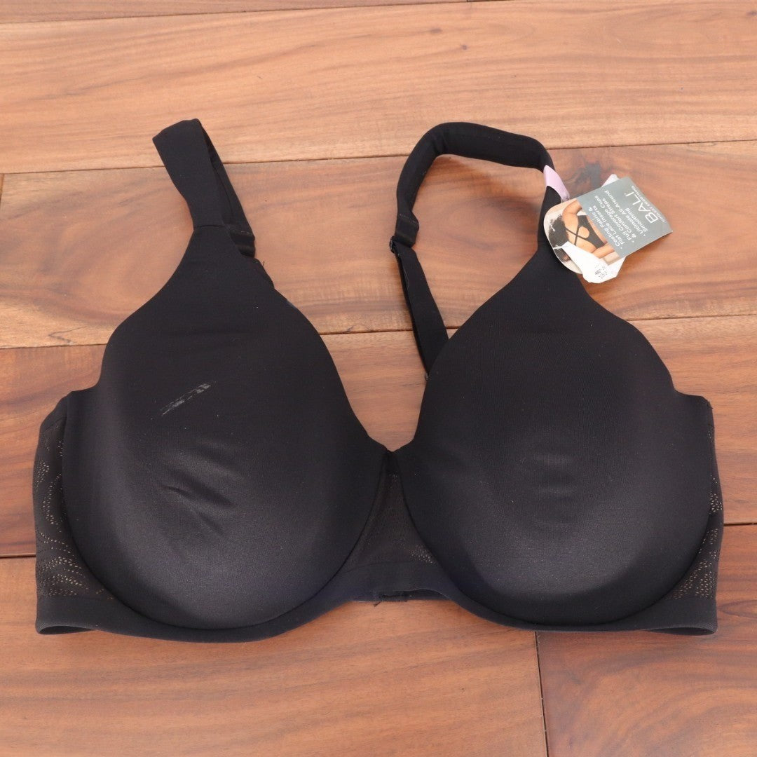 Bali Coolest Smoothing T-Shirt Bra Womens 36D Black Adjustable Strap Underwire
