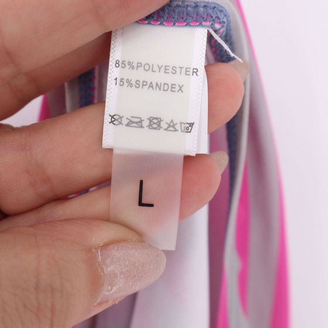 Womens Pink Grey Striped High Waisted Bikini Bottoms Size Large Full Coverage