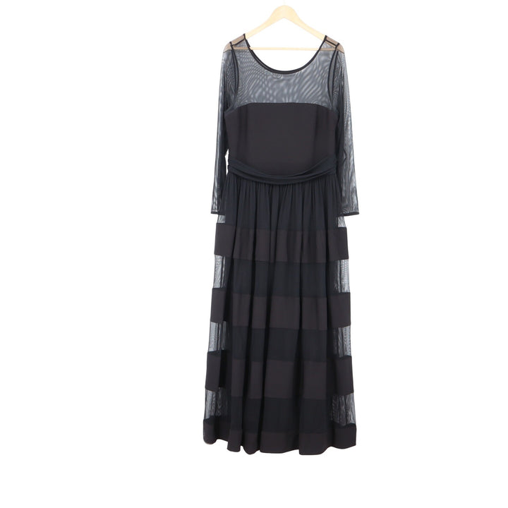 Betsy Adam Womens Black Sheer Mesh Tiered Formal Evening Gown Dress 16