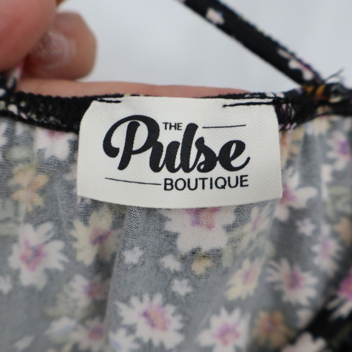 The Pulse Boutique Floral Tank Top Black Pink Yellow Cami Strappy Medium