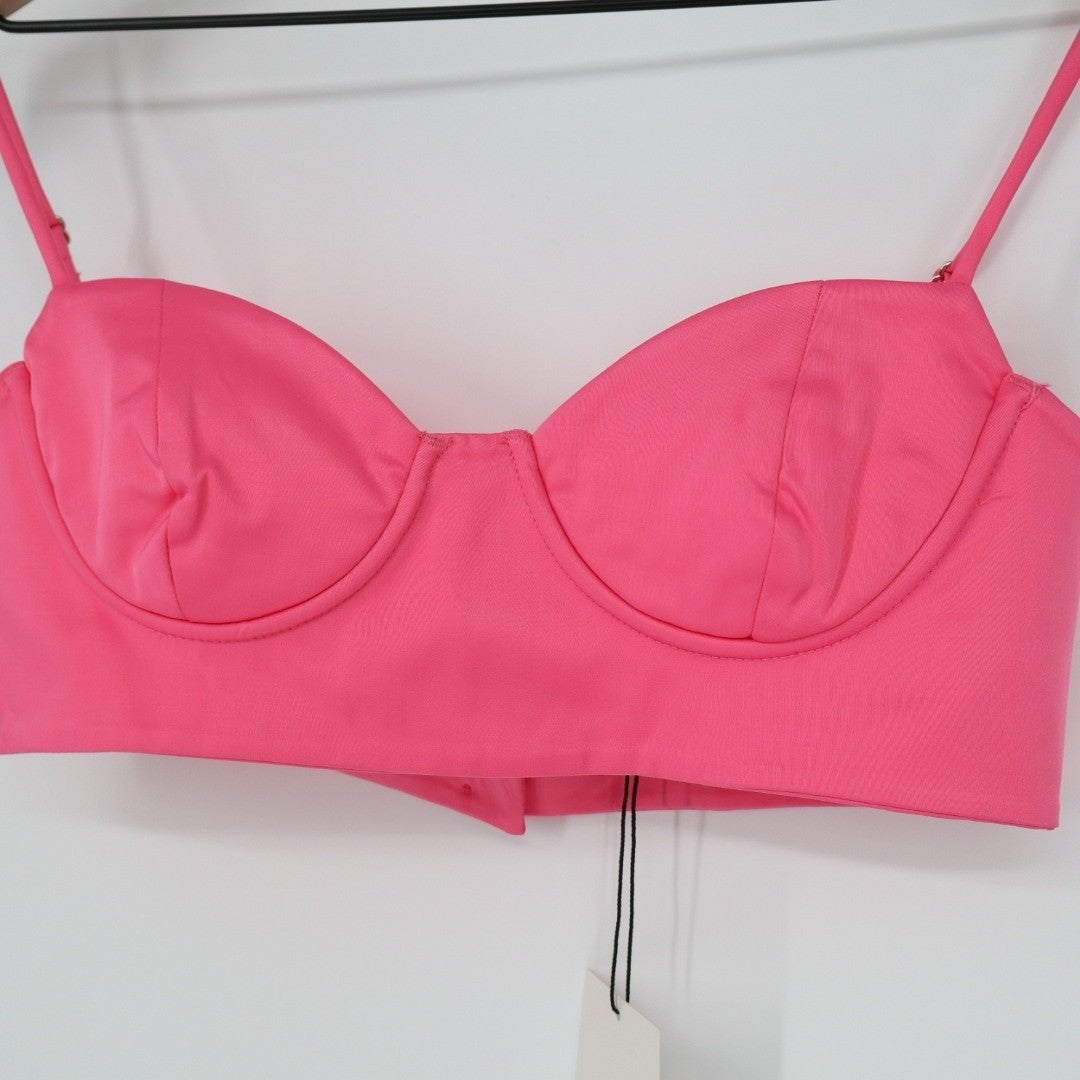 Zara Bra Womens Small Pink Buster Stretch Back Button Underwire Spaghetti Strap