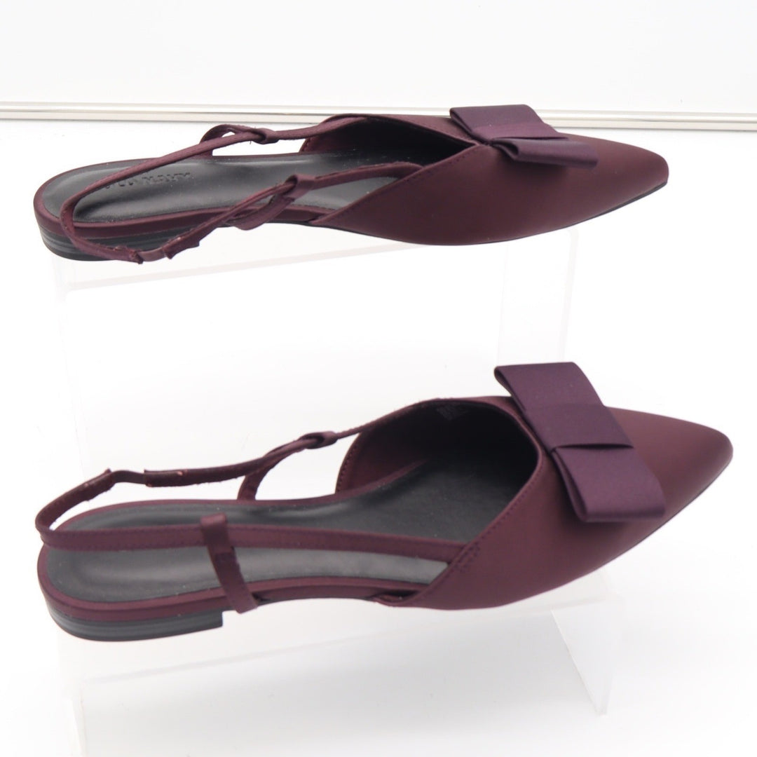 Old Navy Womens Burgundy Satin Pointed Toe Bow Slingback Flats Size 8.5
