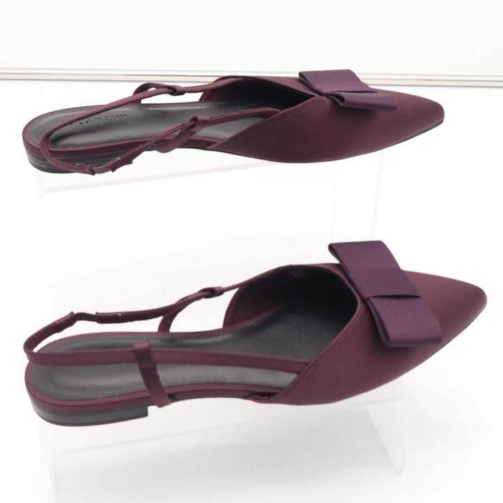 Old Navy Womens Burgundy Satin Pointed Toe Bow Slingback Flats Size 8.5