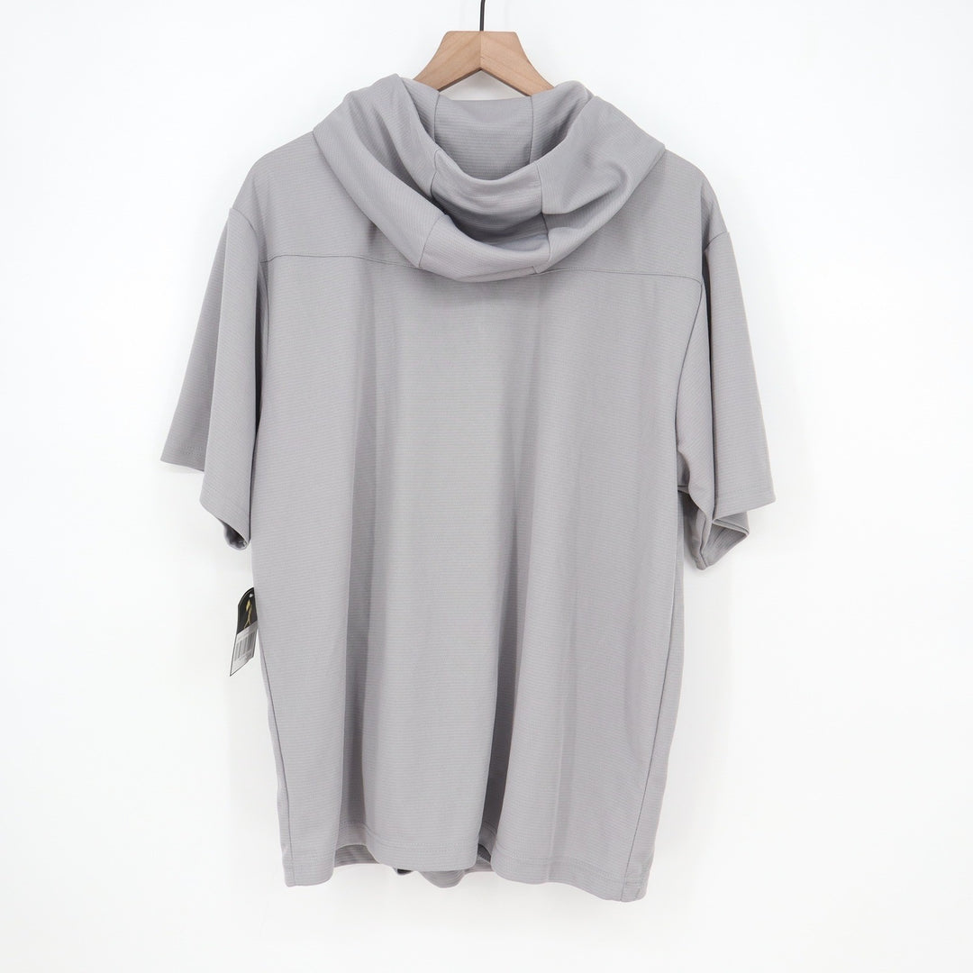 Baseballism Mens Gray Short Sleeve Quarter Zip Hoodie Mesh Training Shirt Large