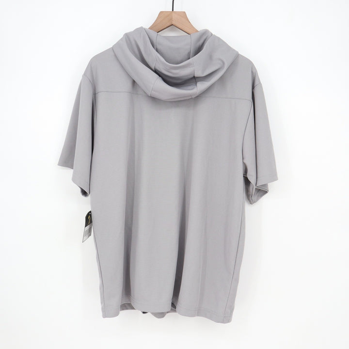 Baseballism Mens Gray Short Sleeve Quarter Zip Hoodie Mesh Training Shirt Large