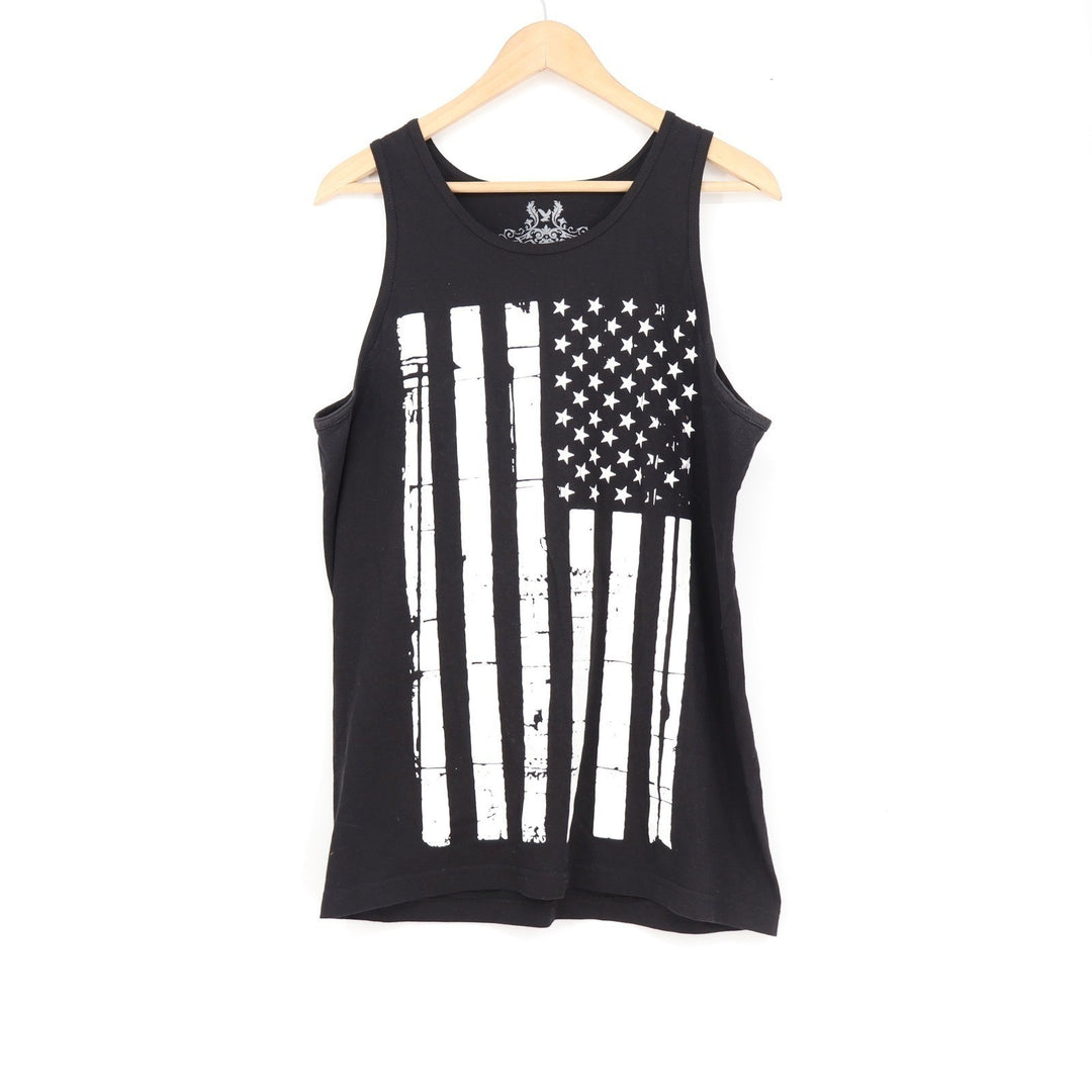 G3 Eagle Mens American Flag Tank Top Black Distressed Graphic USA Made Size M