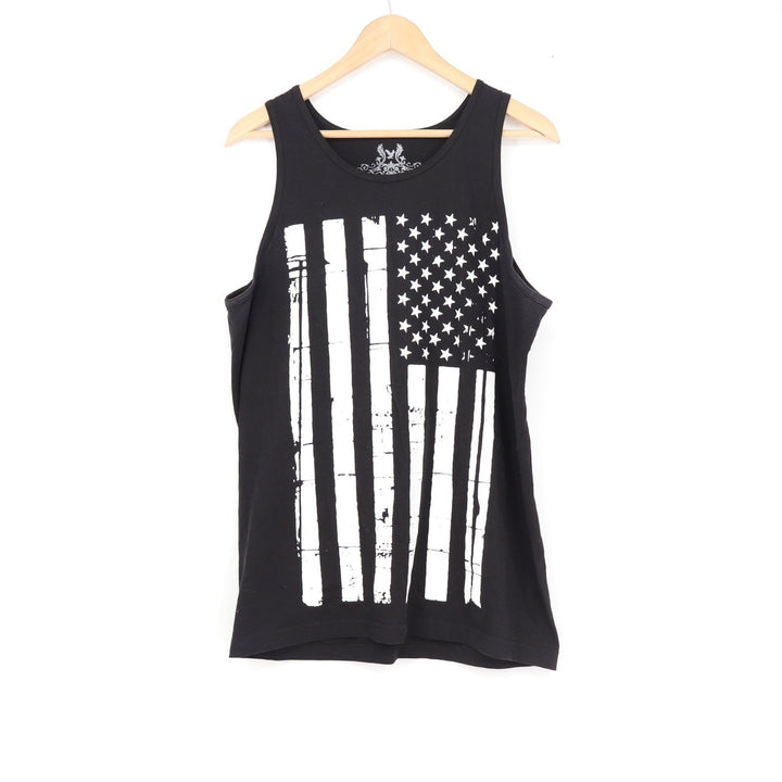 G3 Eagle Mens American Flag Tank Top Black Distressed Graphic USA Made Size M