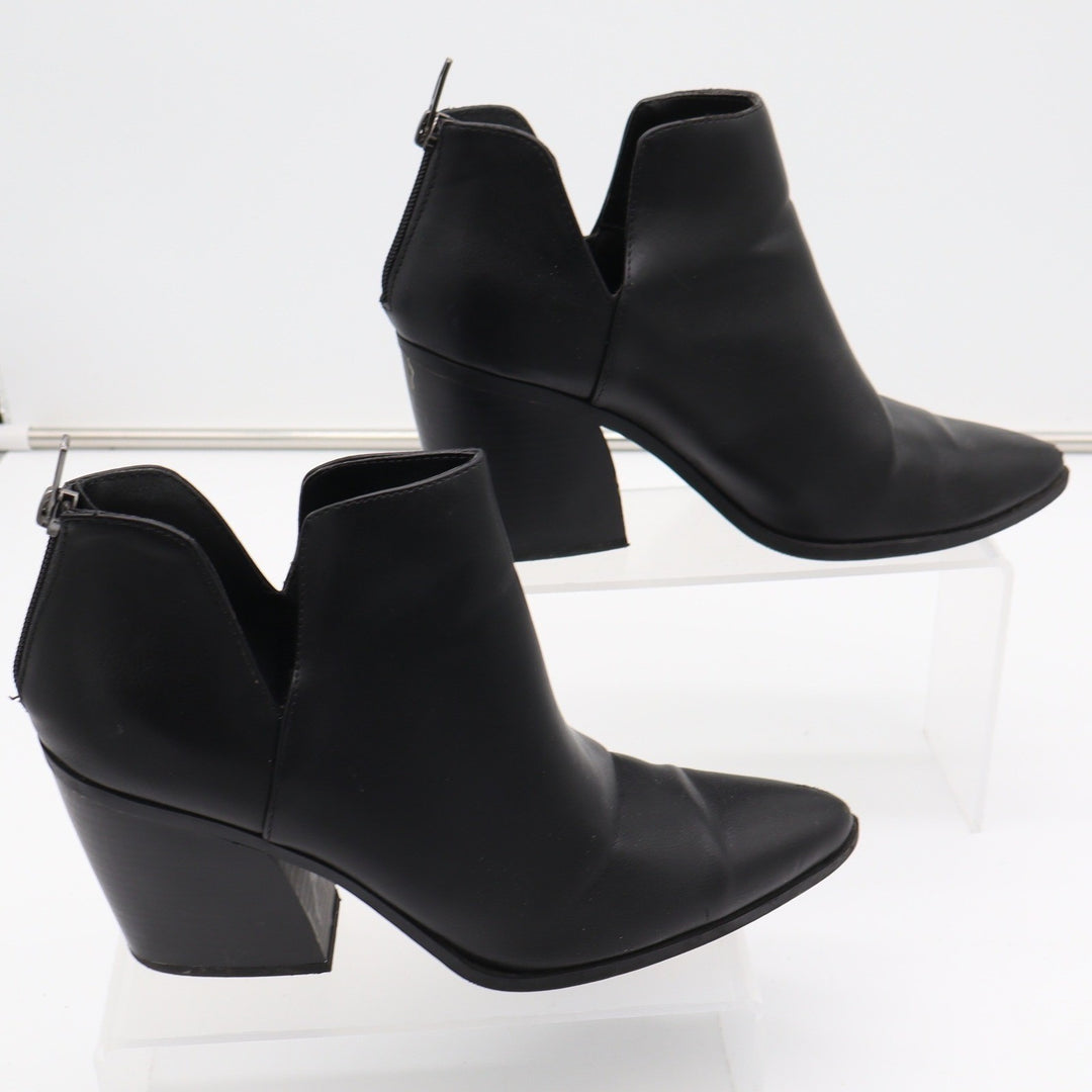 Soda Womens Black Pointed Toe Side Cutout Block Heel Ankle Booties Size 8.5