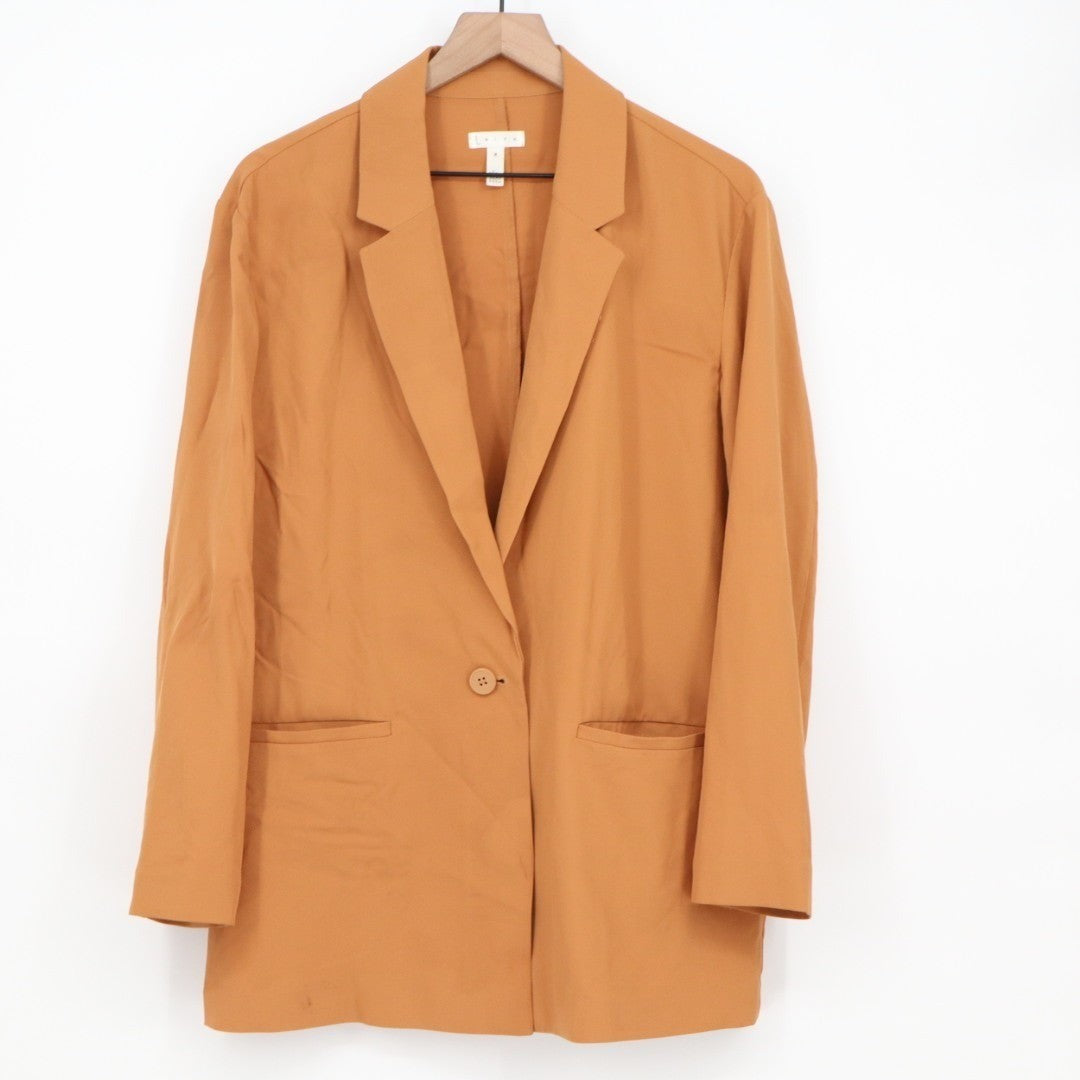 Leith Blazer Jacket Womens Medium Mustard Stretch Single Button Notch Lapel