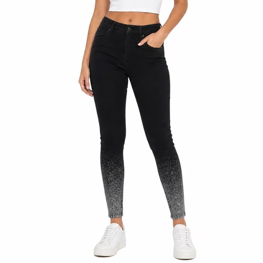 Celebrity Pink High Rise Ankle Skinny Jeans Black Silver Glitter Ombre