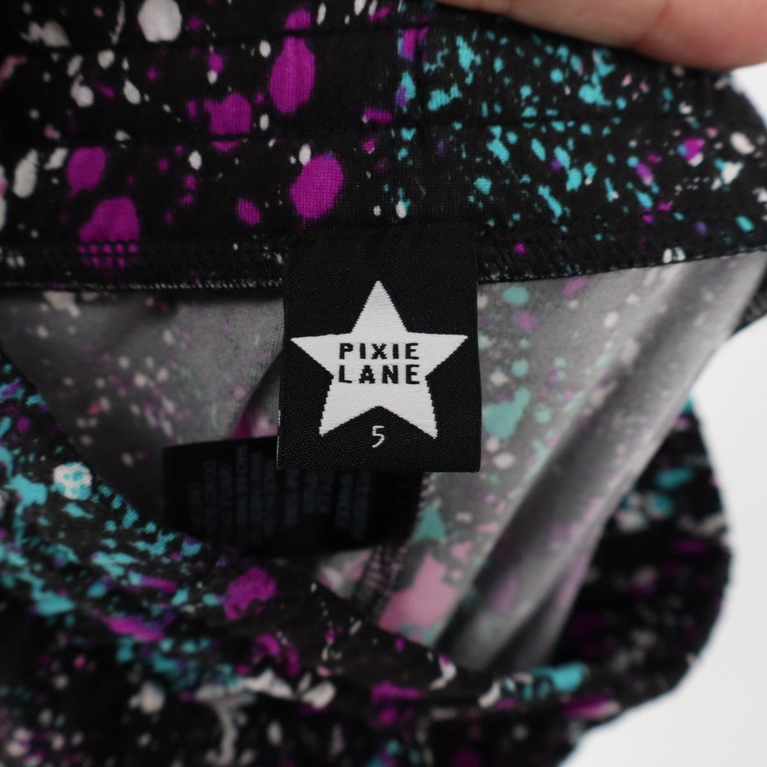 Pixielane Legging Girls 5 Multicolor Color Paint Print Stretch Elastic Waist
