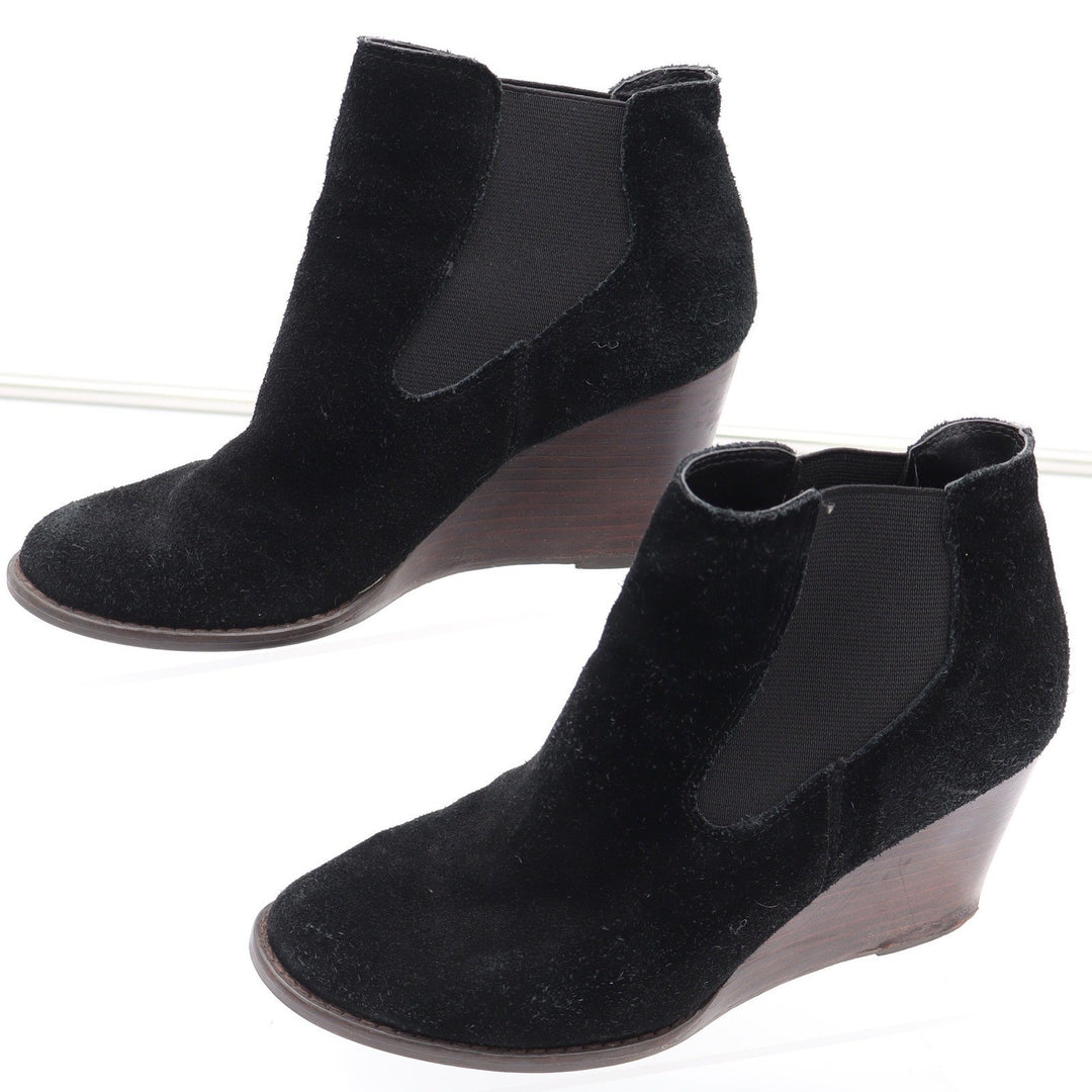 Lucky Brand LP-YAMKA Black Suede Wedge Ankle Boots Womens 6.5M Chelsea Booties