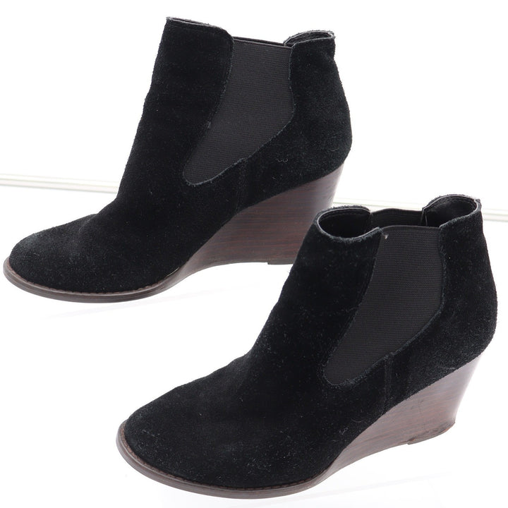 Lucky Brand LP-YAMKA Black Suede Wedge Ankle Boots Womens 6.5M Chelsea Booties