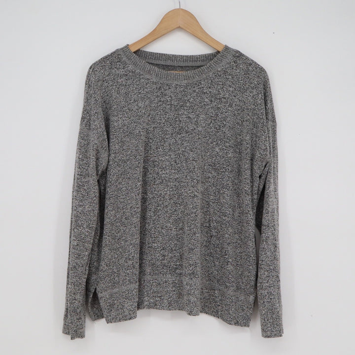 Lucky Brand Mens Gray Heathered Crewneck Sweater Long Sleeve Viscose Blend L
