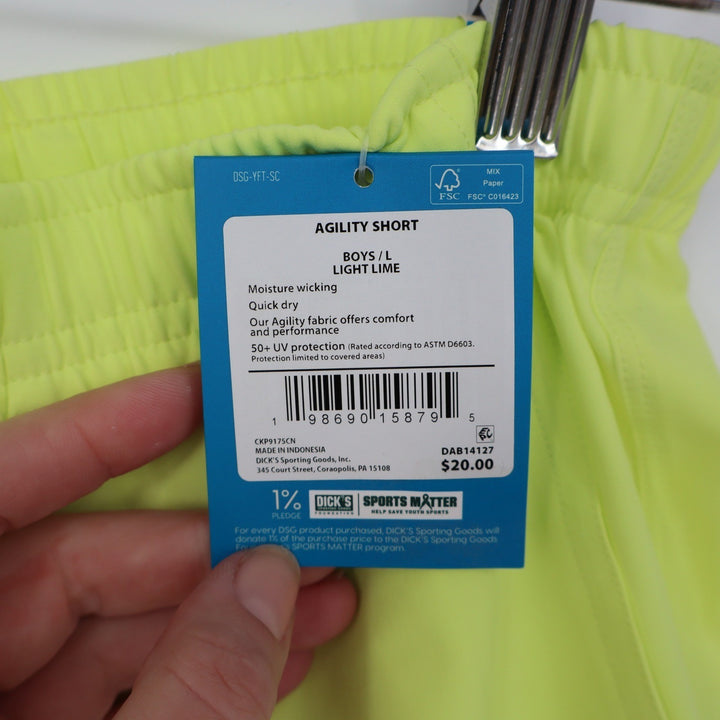 DSG Boys Agility Short Light Lime Neon Green Athletic Gym Shorts L 14-16 NEW
