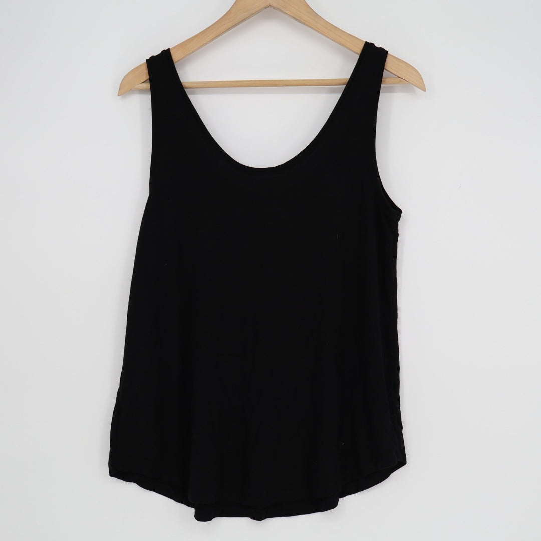 A New Day Tank Top Womens Medium Black Stretch Wide Strap Scoop Neck Activewear