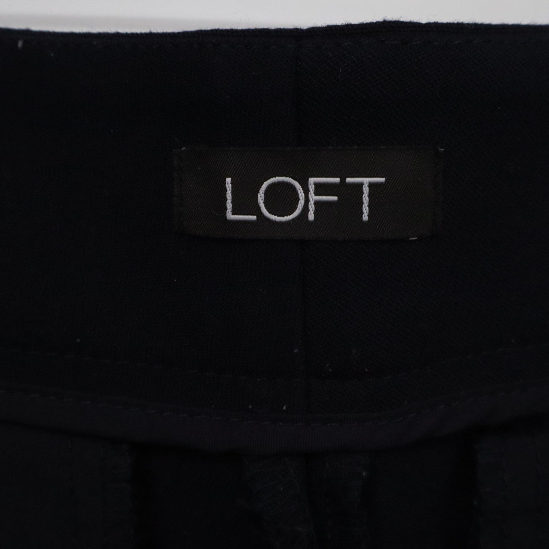 LOFT Marisa Fit Black Straight Leg Dress Pants Gold Button Accents Womens Size 8
