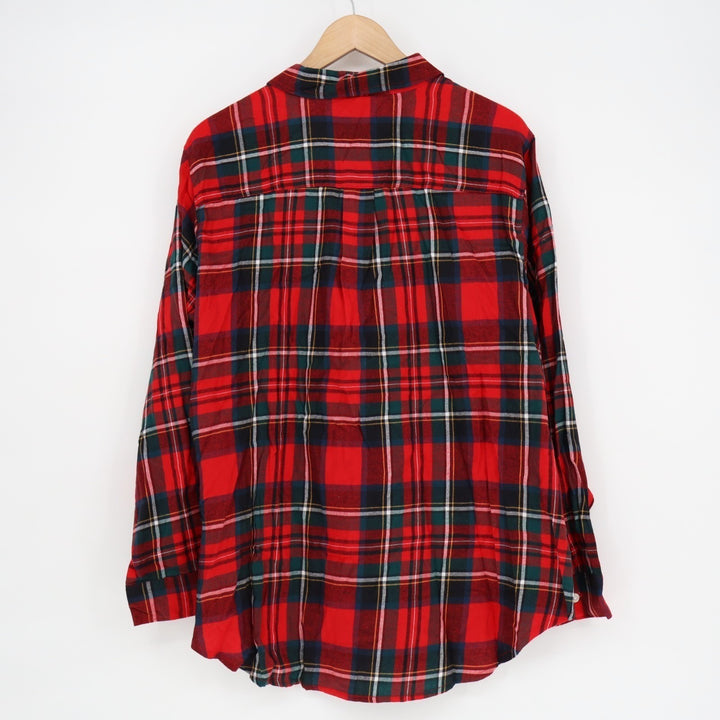 Old Navy Classic Flannel Shirt Womens 2XL Red Plaid Cotton Long Sleeve Button Up