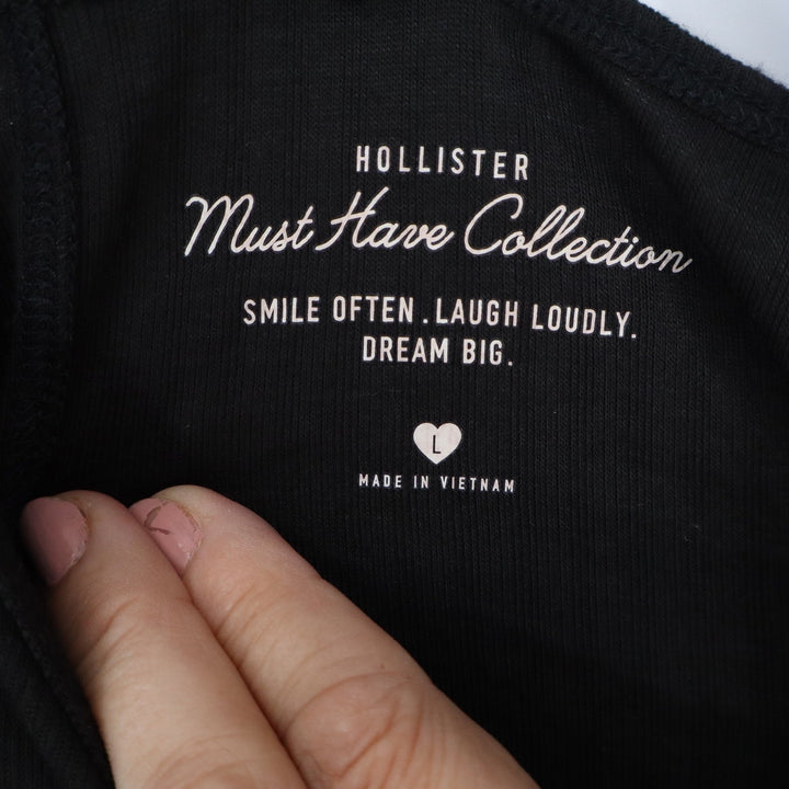 Hollister Must Have Collection Black Ribbed Lace Racerback Tank Top Large L