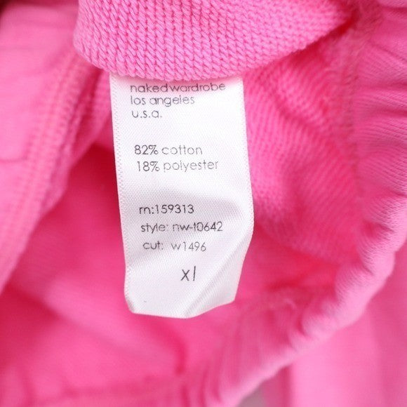 Naked Wardrobe Womens XL Neon Pink Cropped Hoodie Sweatshirt