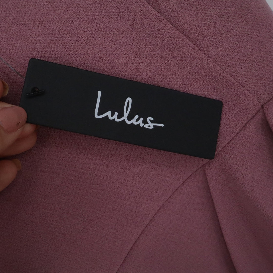 Lulus Dusty Rose Wrap Tulip Skirt Midi Cocktail Dress Medium NWT