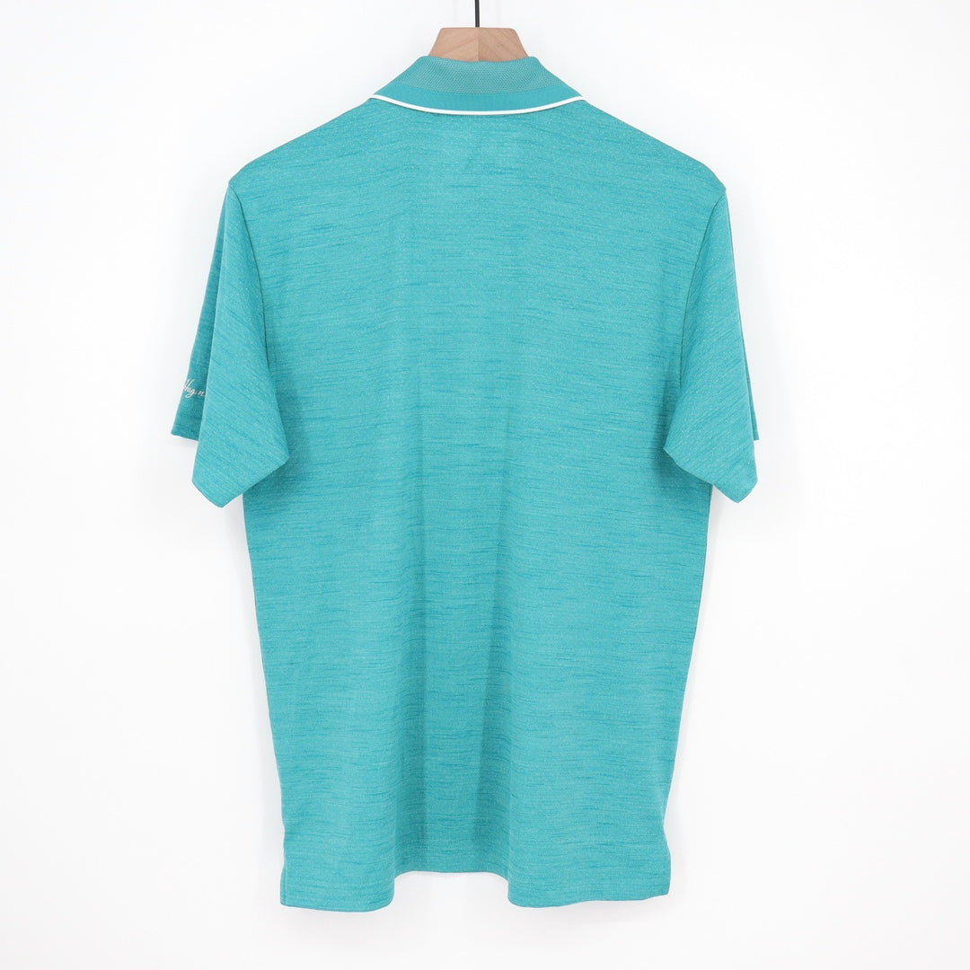 Walter Hagen Mens P11 Birdseye Athletic Fit Polo Shirt Aqua Blue Heather Small