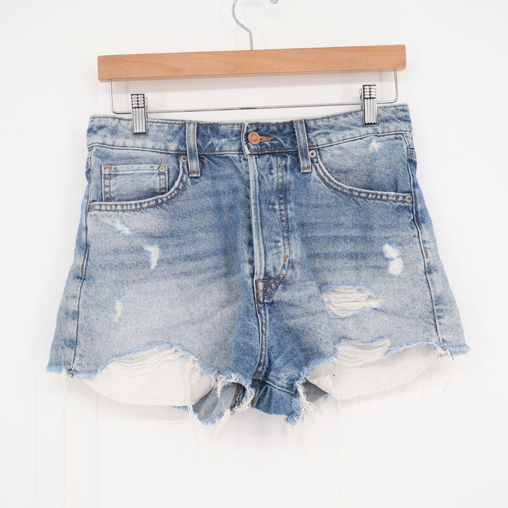 H&M Shorts Womens 6 Vintage Shorts High Waist Light Blue Distressed Excellent