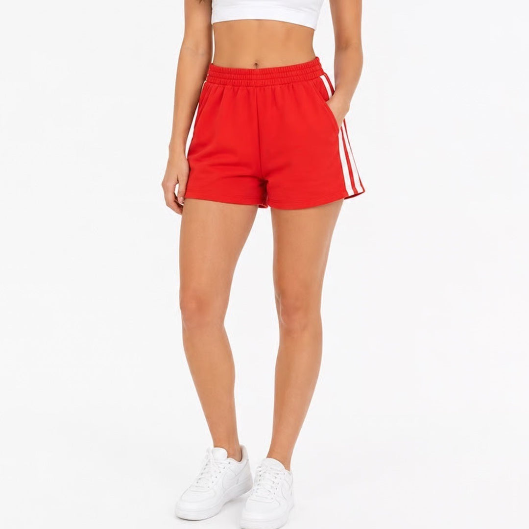 Old Navy Shorts Womens M SoComfy Terry Red Side Stripe Sporty Excellent