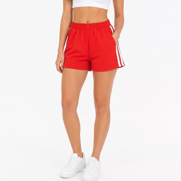 Old Navy Shorts Womens M SoComfy Terry Red Side Stripe Sporty Excellent