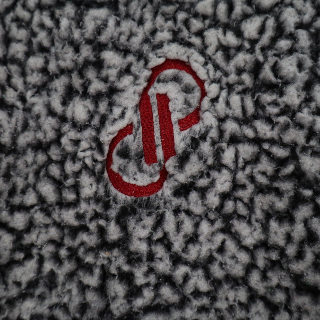 J. America Mens XXL Grey Sherpa Fleece Quarter Zip Pullover Logo Jacket