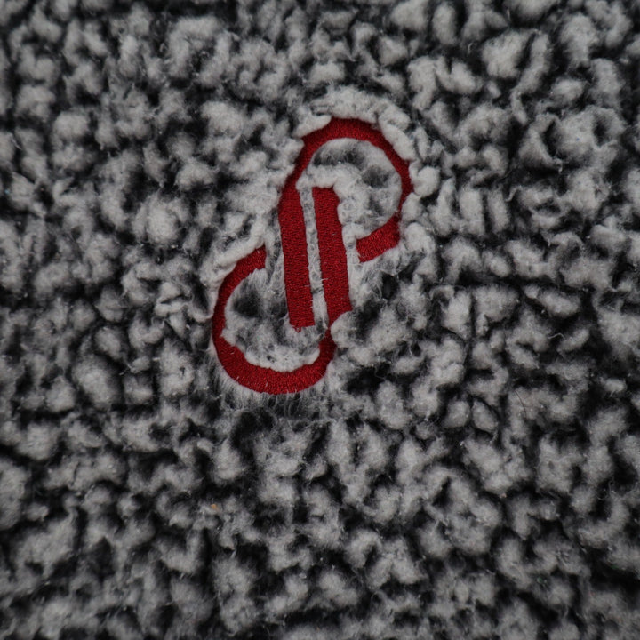 J. America Mens XXL Grey Sherpa Fleece Quarter Zip Pullover Logo Jacket
