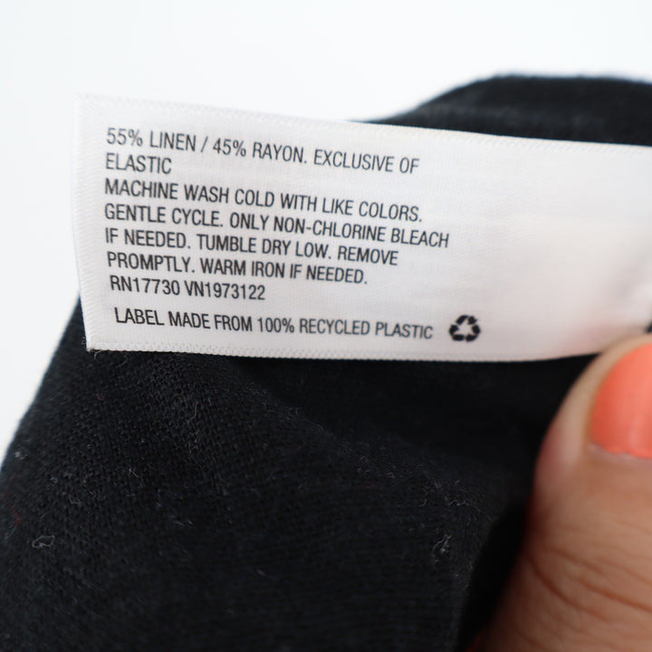 Universal Thread Black Linen Blend Cropped Camisole V-Neck Smocked Back Top M