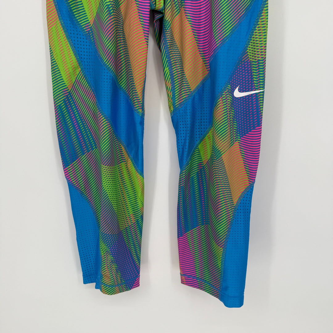 Nike Pro Hypercool Frequency Capri Leggings Womens Large Multicolor Swirl Print