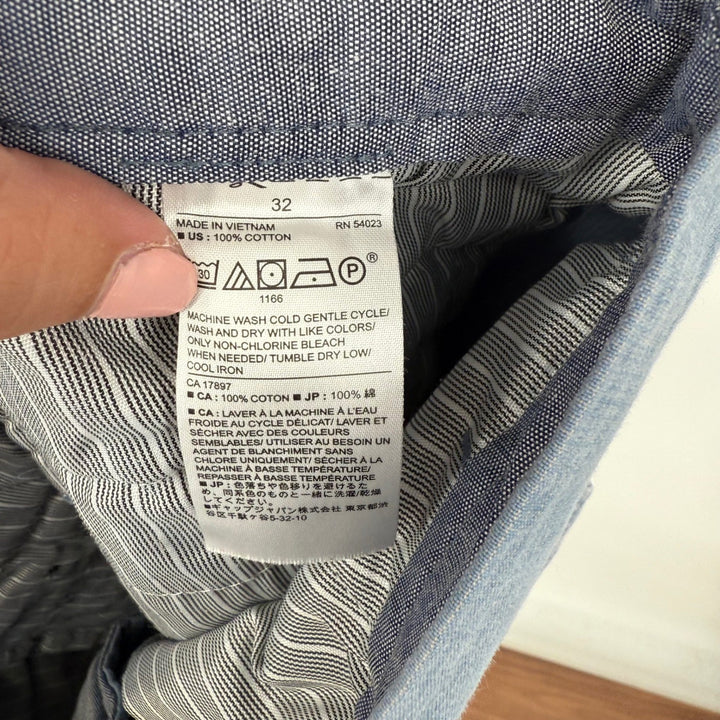 Banana Republic Emerson Short Mens Size 32 Blue Chino Flat Front Casual Menswear