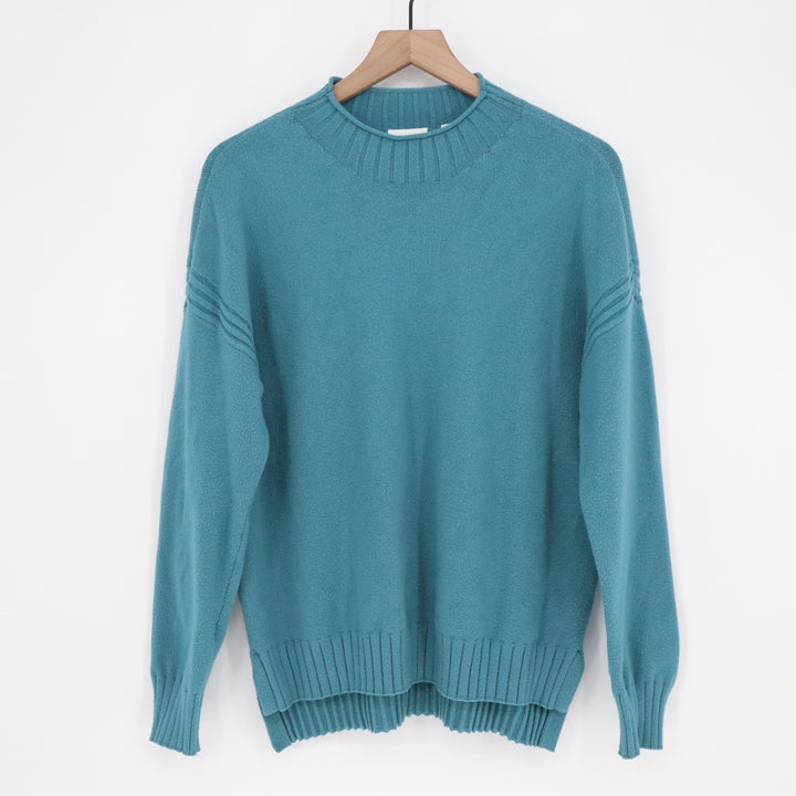 Cyrus Teal Blue Mock Neck Long Sleeve Knit Sweater Large